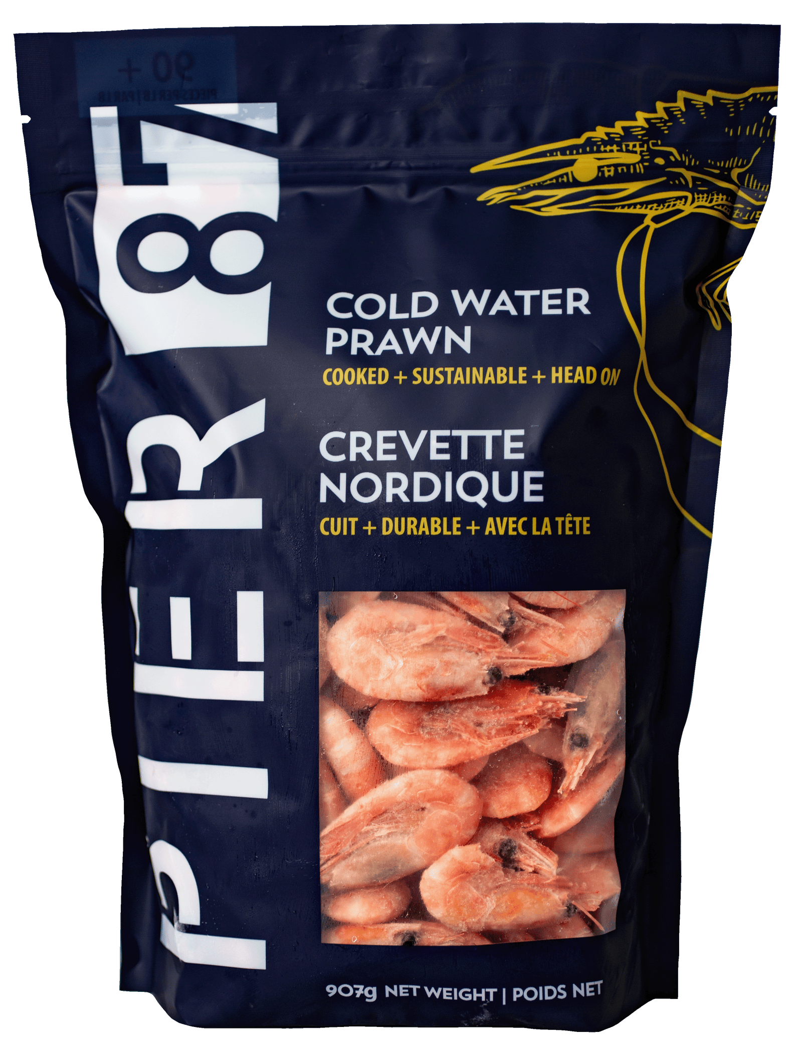 COOKED WHOLE PRAWNS COLDWATER SHRIMP 908g FROZEN